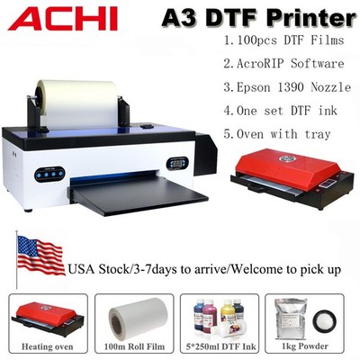 【IN US】DTF A3 Printer Direct to Trasnfer Film T-shirt Printing R1390 Heater USA.