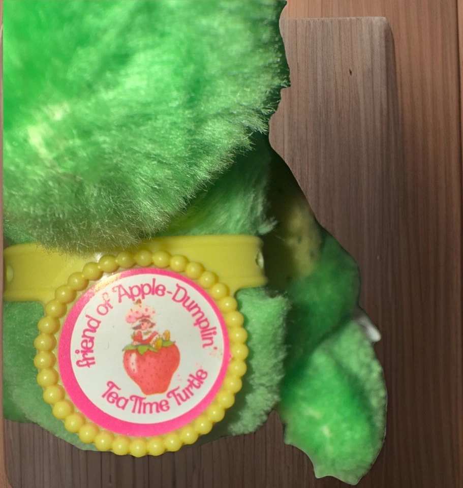 Peluche Strawberry Shortcake pequeño 6,5" Tea Time Turtle collar RARO vintage 1981 Foto 4 de 4
