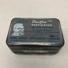 Vintage 1950s MSA Mine Safety Appliances Co Dustfoe Respirator #66 Filter & Box