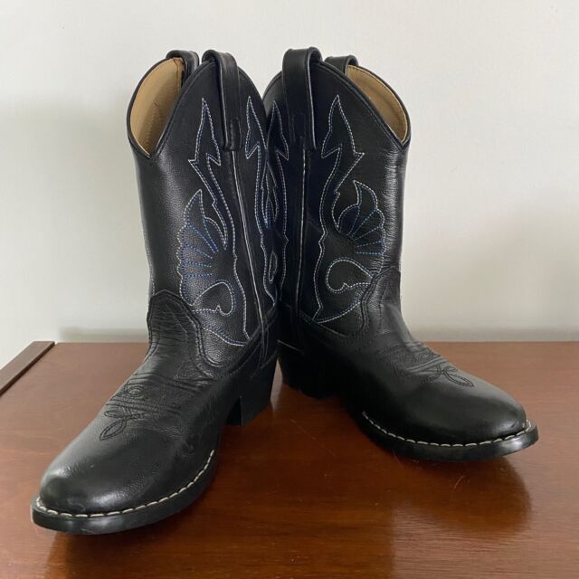 Masterson Boot Co - Youth Leather Cowboy Boots Black size 13D  pre-owned