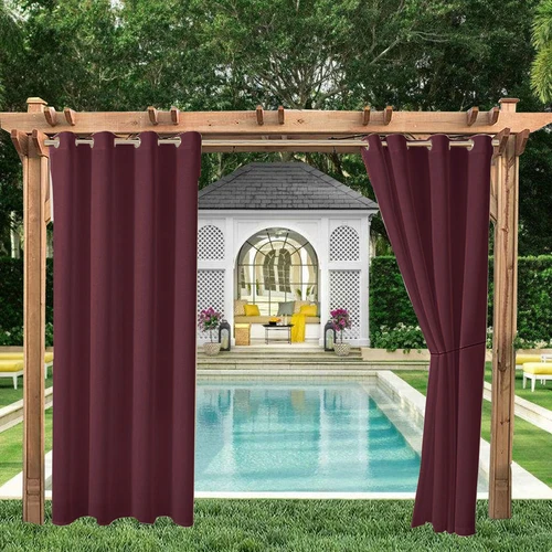 1/2 Stück Wasserdicht Outdoor Terrasse Vorhänge 52" Breit Sichtschutz Verdunkelung Pergola Schatten - Bild 67 von 124