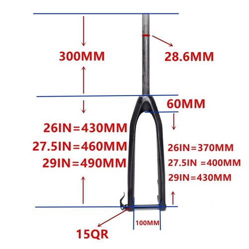 Mountain Bike Carbon Fork mtb Bicycle Forks 26/27.5/29er 1-1/8" Straight 100*15 - Picture 2 of 12