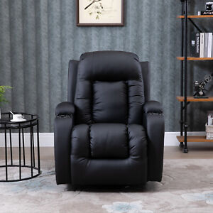 Faux Leather Vibrating Massage Recliner Chair with Remote Black