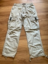 Vtg Polo Jeans Ralph Lauren Khaki Cargo Pants 32" Waist 32" Inseam Distressed