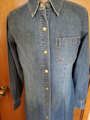 Vtg MODA INTERNATIONAL Blue Denim Button Down L/S Dress XS/S Petites NWOT  MO | eBay
