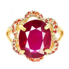 925 STERLING SILVER PIGEON BLOOD RED RUBY OVAL  GARNET GEMSTONE RING SIZE 6.75