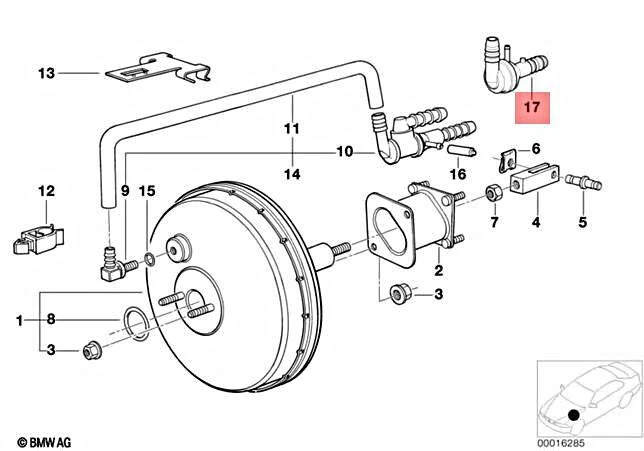 Genuine BMW E34 Sedan Wagon Brake Servo Unit Vacuum Hose OEM  