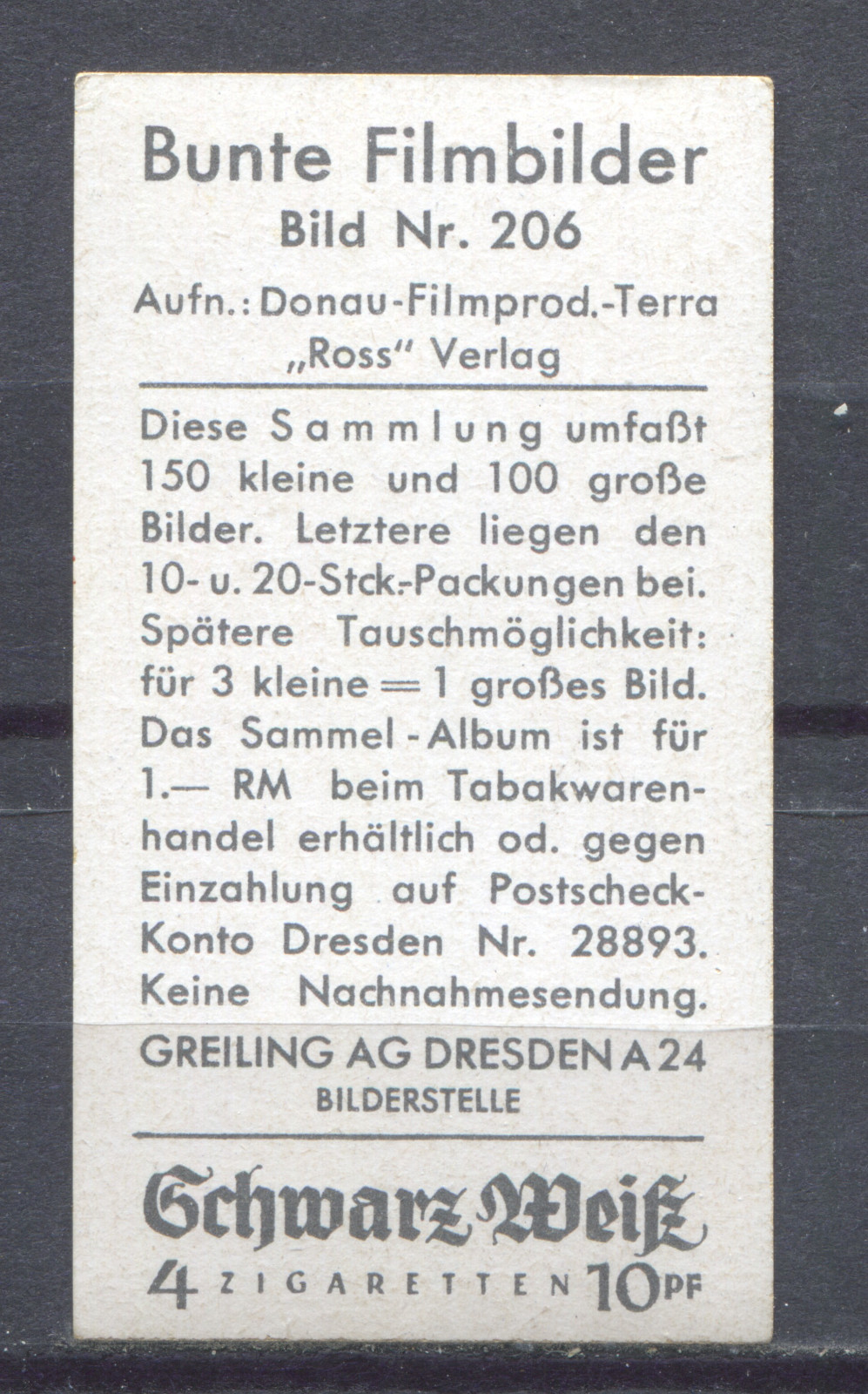 Hortense Raky Bunte Filmbilder Vintage Trading Card Greiling Zigaretten ...