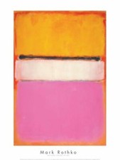 Lavanda bianca centrale giallo rosa su rosa 1950, Mark Rothko, stampa artistica 14" x 11"