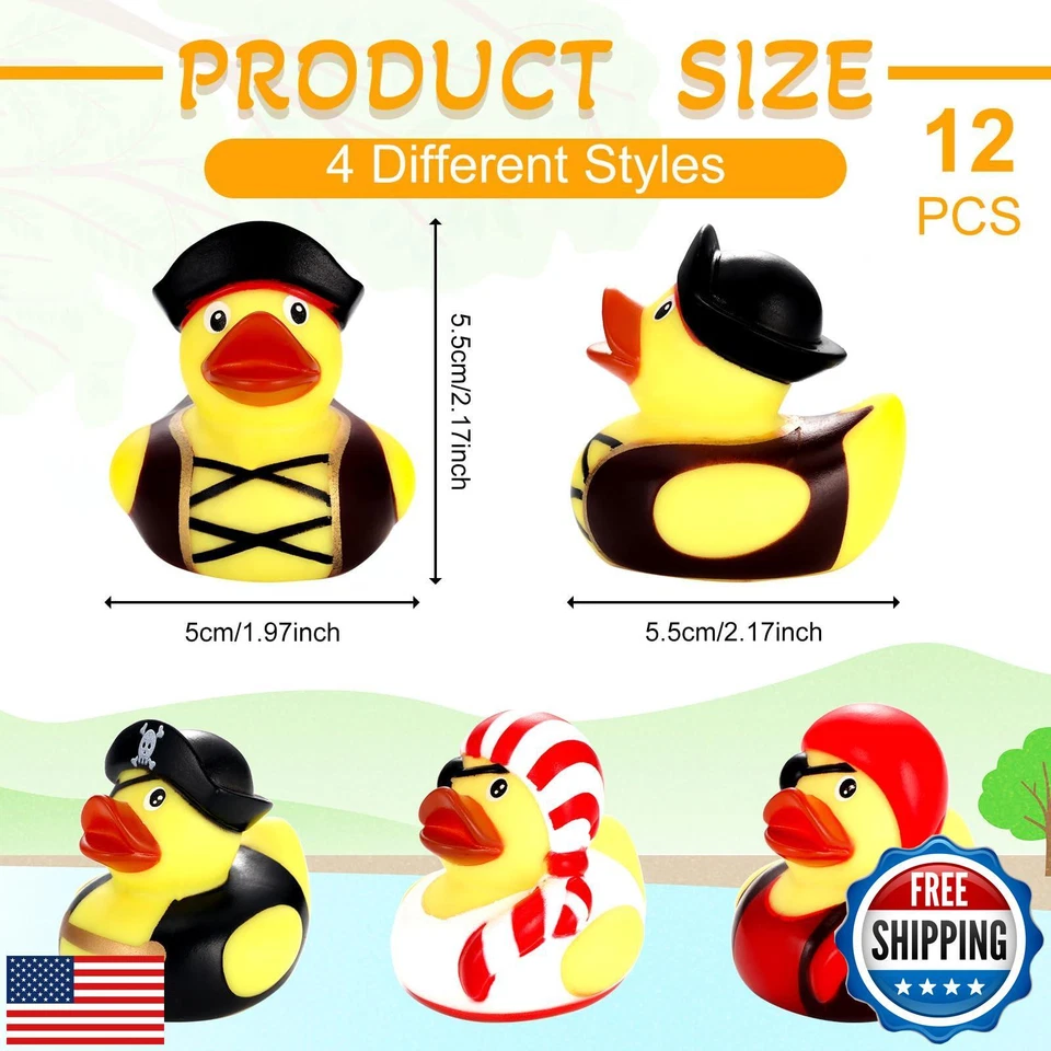 Mini patos de goma pirata de 2 pulgadas Lewtemi 48 piezas patos de crucero para esconderse con T Foto 2 de 4