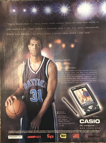 2001 Casio Cassiopeia Pocket Manager PC PRINT AD Shane Battier VTG 2000s