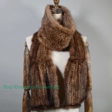 Long Style Real Natural Mink Fur Scarf Fur Shawl Women Knitted Muffler Scarves