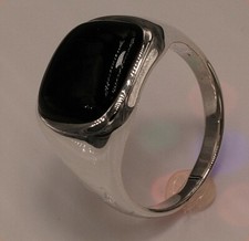 massiv Sterling Silber 925 Siegelring klassischer Herrenring natürlicher Onyx 