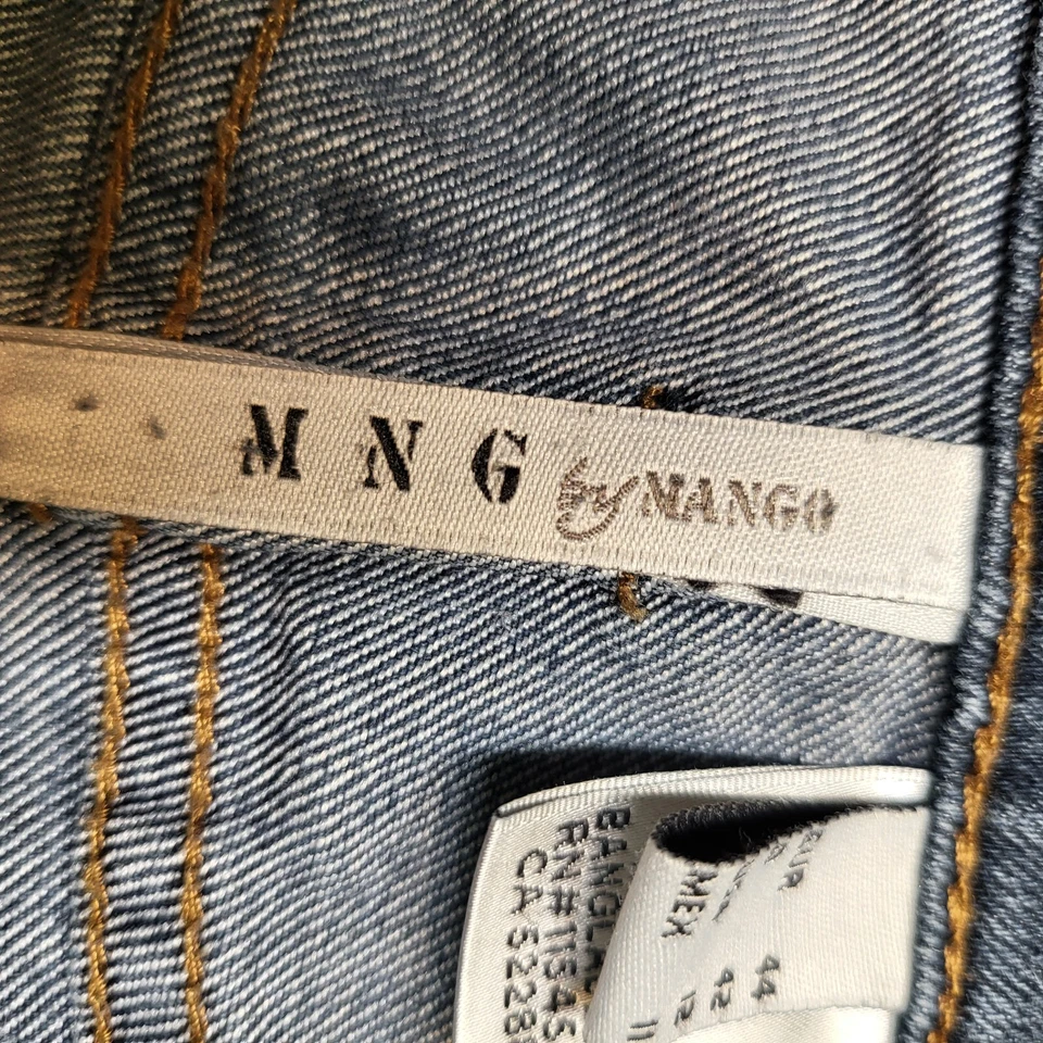 MNG By Mango Jeans Womens 12 Blue Ella Slim Straight Distressed Stretch Denim - Image 3 of 4