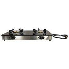 28" x 15" Propane Double Stove 2 Gas Burner Tempered Glass Cooktop Steel Body