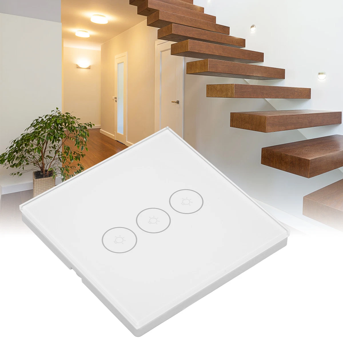 WiFi Smart Wall Touch Light Switch 3 Gang Hands Free Voice Control Wireless HEN