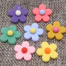 20 Mixed Color Flatback Resin 5-Petal Flower Cabochons 25mm Flatback Charms