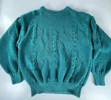Vintage Gap Clothing Co Mens Large Green Knit Pullover Sweater Ramie Diamond