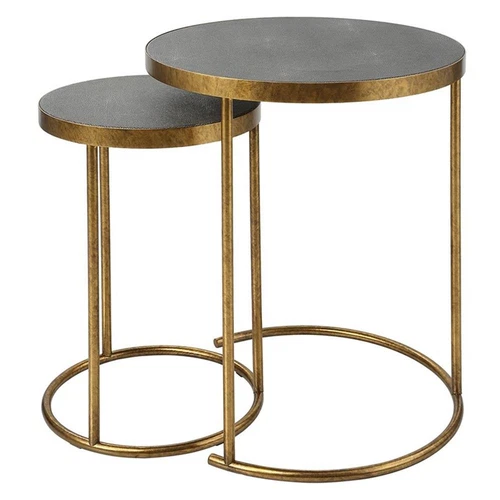 Uttermost Aragon Metal and MDF Nesting Tables in Brass/Gray (Set of 2) - Picture 4 of 7