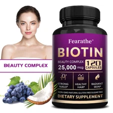 Biotin Collagen Keratin Anti Aging Hair Growth Skin Health 30-120 Capsule