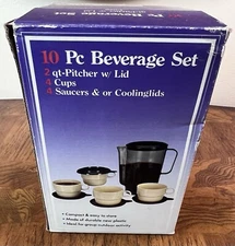 New Vintage Woolworth 10 Pc Beverage Set Compact Portable Pitcher Cups & Saucers