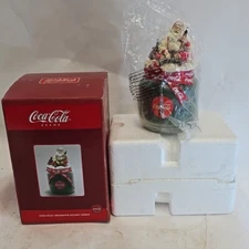 2003 Santa Claus Coca Cola Bag Coke Decorative Holiday Candle w/ Topper Lid NOS