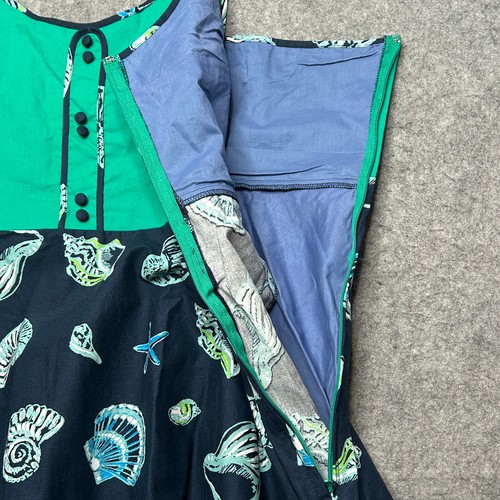 ModCloth Sun Dress Womens 2X Blue Sea Shells Beachy Fun Waving At The Waterfront - Picture 7 of 19