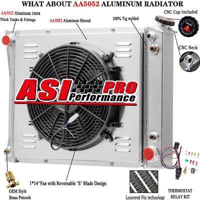 4 Row Radiator+Shroud Fan Fit 1985-1993 Chevy/GMC C1500 C2500 C3500 Pickup