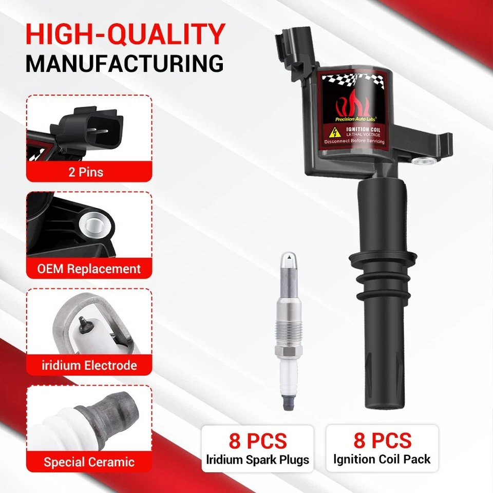 Bobina de encendido DG511 8 piezas con bujías de platino para Ford F-150 2004-2008 5,4 L Foto 4 de 4