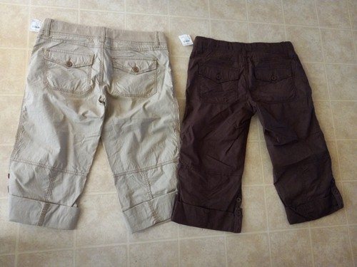 NUEVO CON ETIQUETAS Refuge Mujer Mediano Beige Marrón Cremallera Mosca Cordón Capris Pantalones Cortos Lote 2 - Imagen 2 de 5