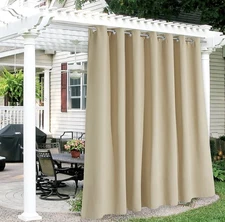 RYB HOME Extra Wide Outdoor Curtains for Patio Waterproof Windproof Blackout ...