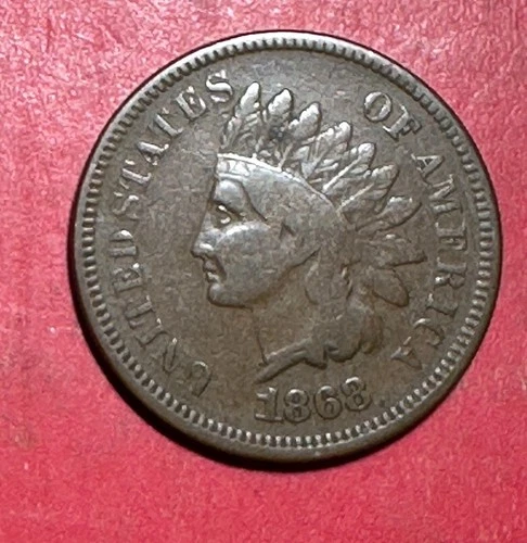 1868 US Indian Head Cent! Lower Mintage! VG! Old US Coin!