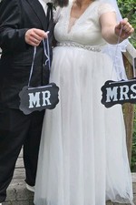 1 Tag 1 Hochzeitskleid Nur Ein Paar Stunden  Gr. 46 WIE Neu Schleier Und Gürtel