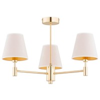 Deckenlampe 3-Flammig Weiß Gold Stoff E14 B:61 Cm Deckenleuchte Schlafzimmer