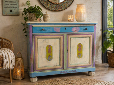 Upcycling Kommode Buffet Sideboard Vintage Shabby Chic Türkis Boho Unikat