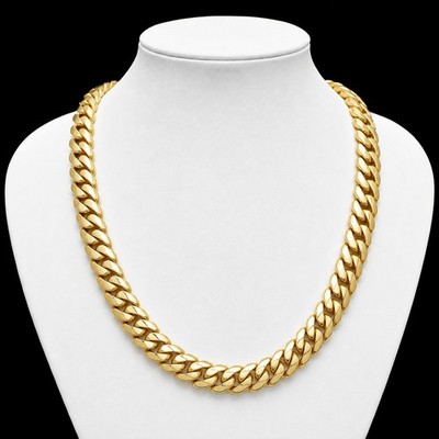 14K Cuban Link Heavy Gold Filled Chain 24'' Mens Necklace