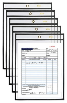 Shop Ticket Holders, 9 x 12 Inches, Both Sides Clear, Stitched Black Edge Tri...