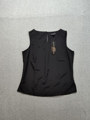 Notations Women Tank Top S Black Round Neck Sleeveless Ligthweight Formal Blouse