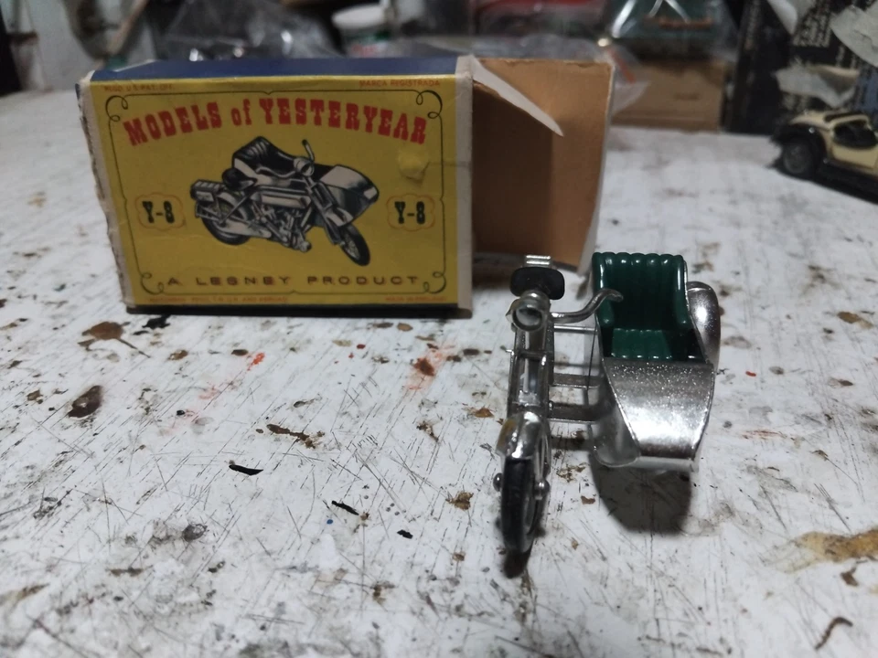 Vintage Matchbox Lesney Y-8 Models of Yesteryear 1914 Sunbeam Motor Cycle Box - Immagine 4 di 4