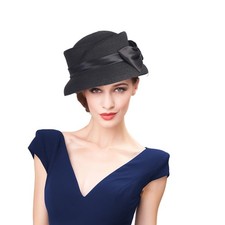 Women's Floppy Straw Sun Hat - Elegant Foldable Cloche Beach Hat Medium Black