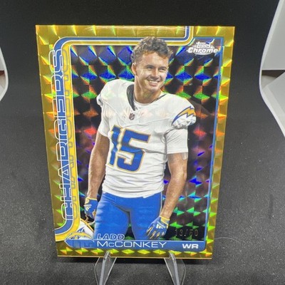 Ladd McConkey 2025 Topps Chrome Gold Geometric IV Image Variation /50 Chargers