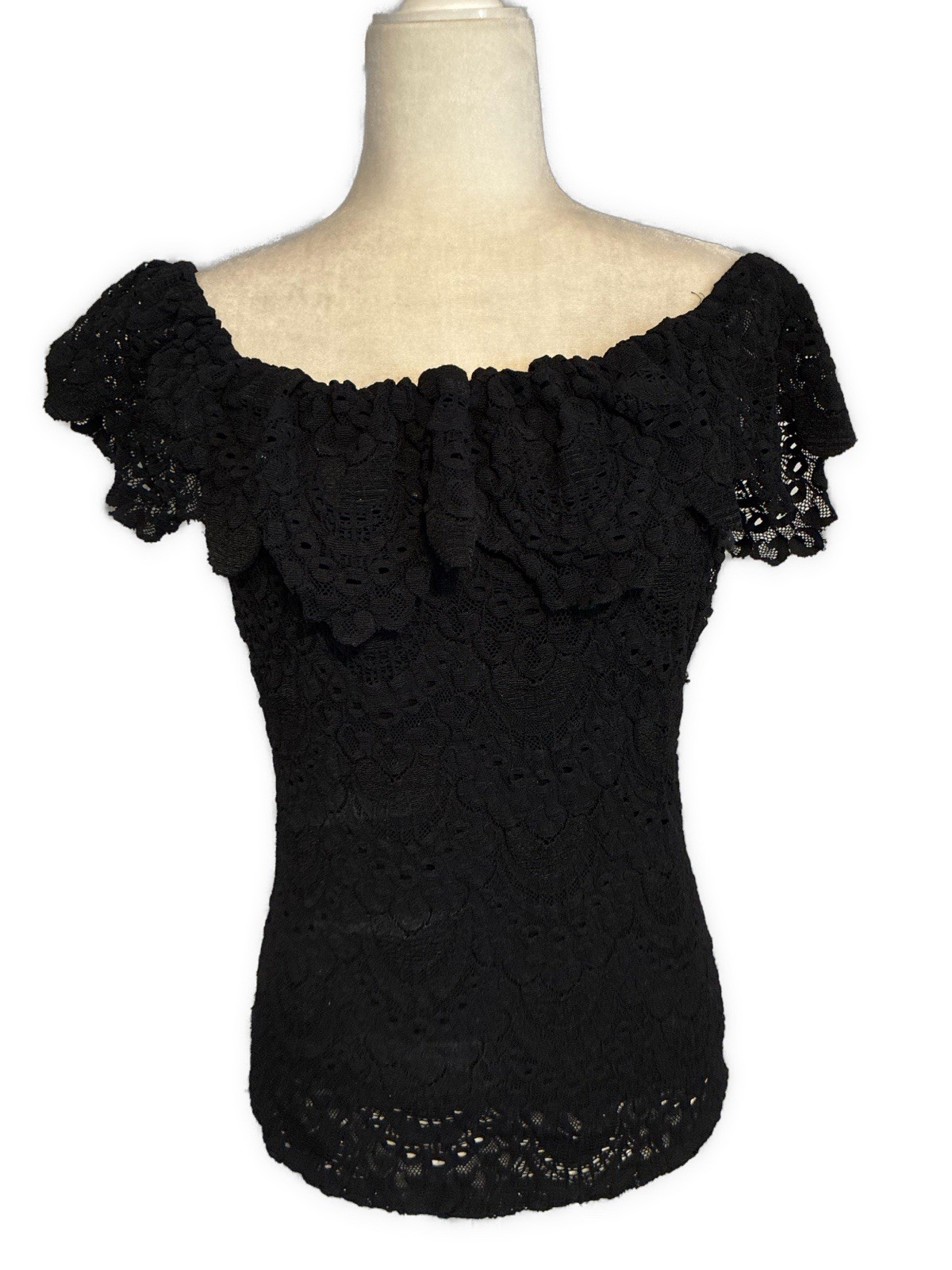 Nightcap Women’s Solid Black Lace Cold Shoulder N… - image 1