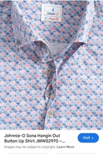 new JOHNNIE-O HANGIN OUT sona printed dress shirt mens m