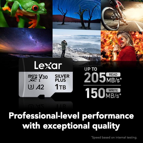Lexar 1T Professional Silver Plus Micro SD Card, UHS-I, C10, U3, V30, Full HD & - Picture 2 of 7