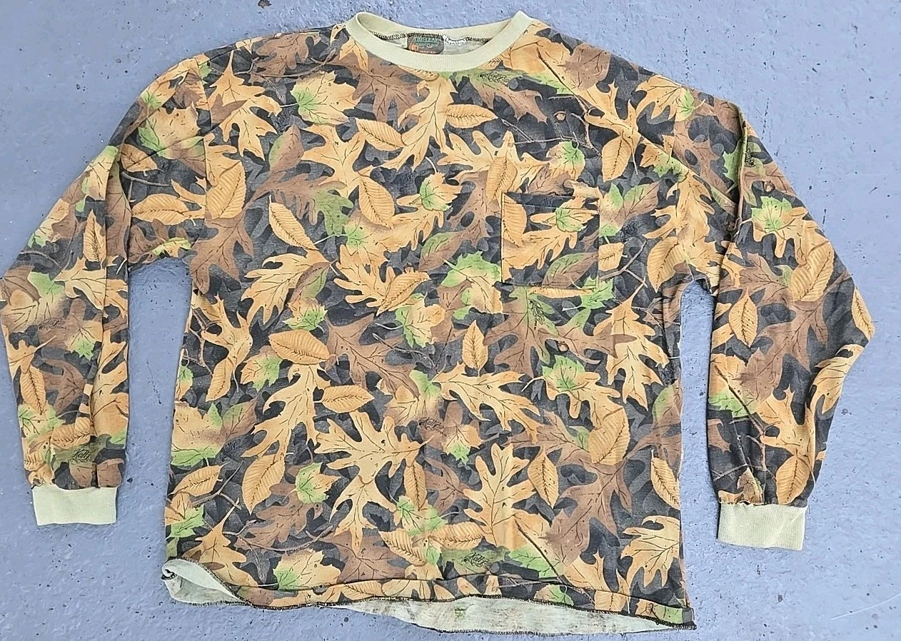 VTG Kelly Cooper Tru-Leaf Men's Camouflage Camo Pocket T-Shirt • READ