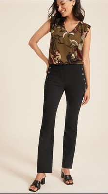 Maurices Pants Womens XXL Pull On Boot Cut Bengaline Sailor Button Stretch #368