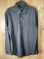 Giorgio Armani Italy Cotton Embroidered Black Dress Shirt 16.5 34 35