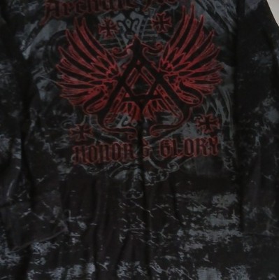 Archaiv T-Shirt Herren Langarm 2XL Rundhals Baumwolle Honor & Glory Print