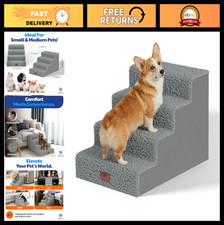 4-Step Pet Stairs for Small Dogs  Cats - Durable, Non-Slip, Washable Cover, Eas