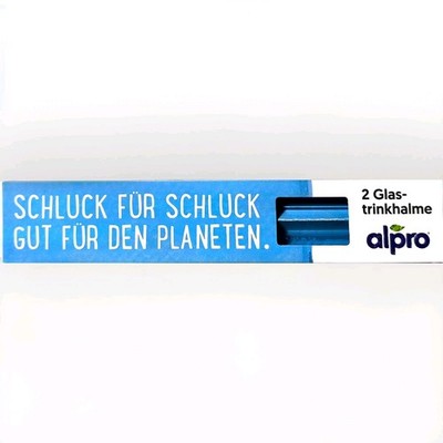 Alpro Glas Trinkhalm Strohhalm 2x Glastrinkhalm + Reinigungsbürste NEU OVP